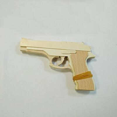 Malá dřevěná pistol na gumičky 20cm Jonny