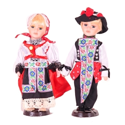 DOLL set Estela porcelánové panenky v kroji kluk a holka 30cm