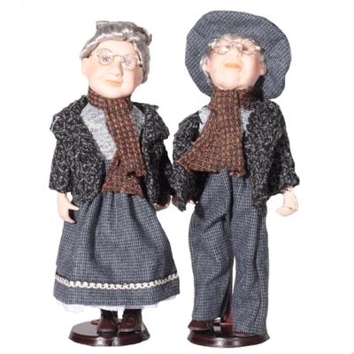 DOLL set Oldřiška porcelánové panenky děda s babičkou 40 cm - 1