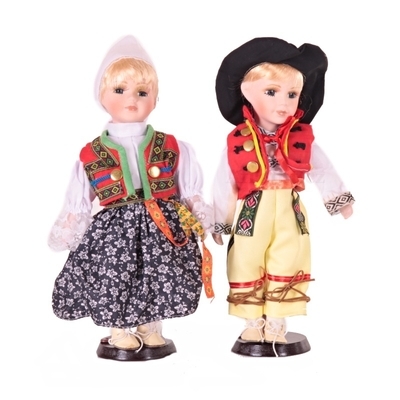 DOLL set Ivana porcelánové panenky v kroji kluk a holka 30cm