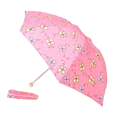 Skládací dětský deštník Stela růžový s putíky a květinami