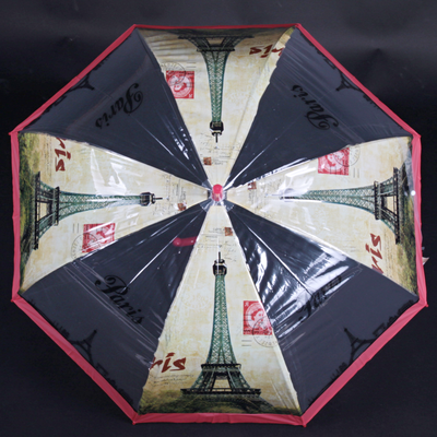 Automatický priehľadný dámsky dáždnik Dean červený - 1