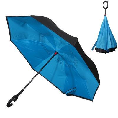 Obrácený jednobarevný deštník Lucas modrý - 1
