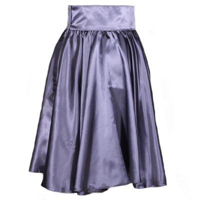 Tmavě šedá saténová sukně s pevným pasem Kimberly - 1