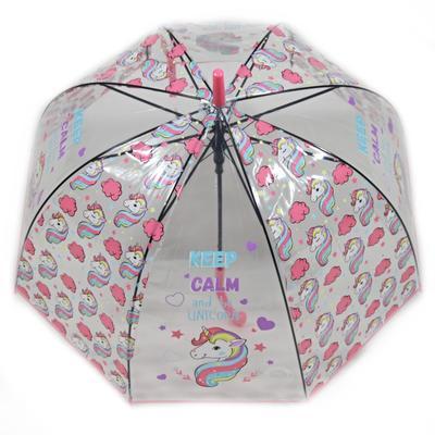 Dětský vystřelovací deštník Unicorn světle růžový - 1