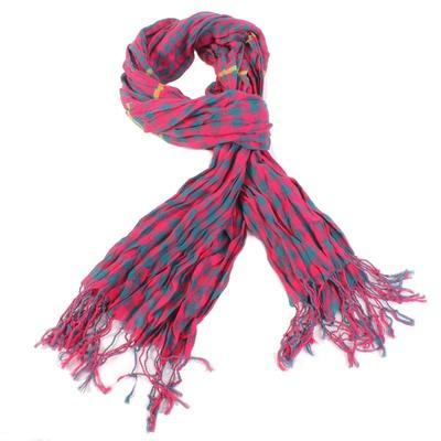 Luxusní kostkovaný šátek Lott tmavě růžový D7
