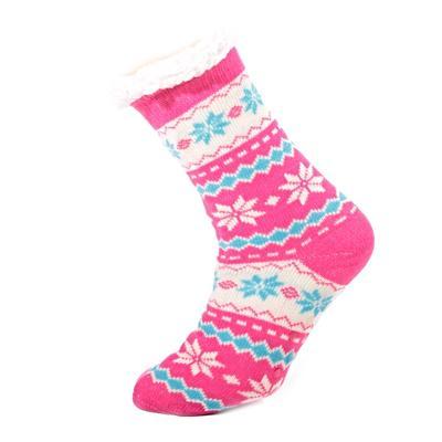 Zimní ponožky Snow s norským vzorem tmavě růžové 35-38