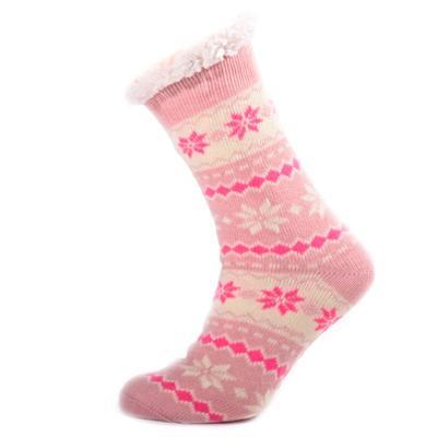Zimní ponožky Snow s norským vzorem světle růžové, 35-38