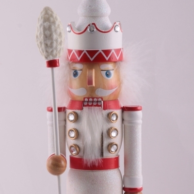Dřevěný louskáček vánoční dekorace voják Argo 36 cm bílý - 1