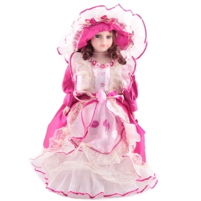 Porcelánová panenka Angelina 40 cm růžová - 1