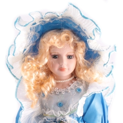 Porcelánová panenka Leontýnka 40 cm modrá - 1