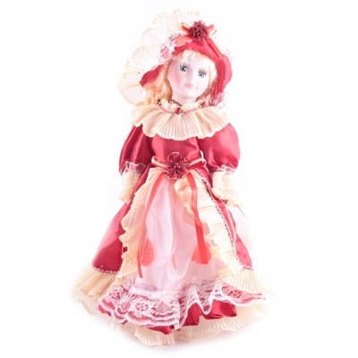 Porcelánová panenka Markétka 40 cm červená - 1
