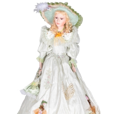 Porcelánová panenka Victorie 80 cm velká panenka v elegantních zámeckých šatech - 2