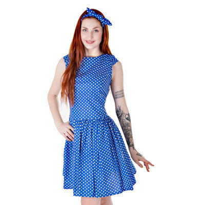 Modré šaty Teofila s puntíky - 2