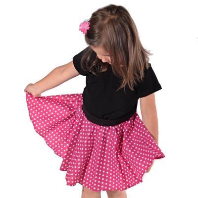 Dívčí růžová kolová sukně Leona s puntíky - 2