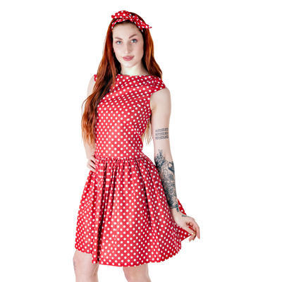 Červené šaty Margita s puntíky - 2