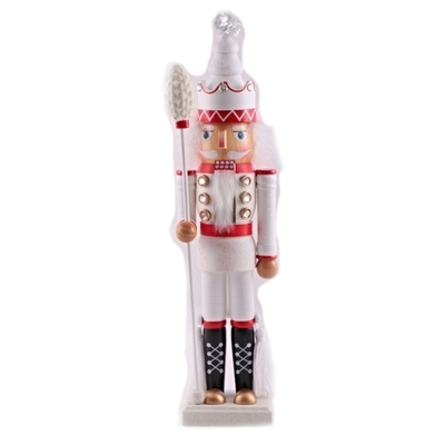 Dřevěný louskáček vánoční dekorace voják Argo 36 cm bílý - 2