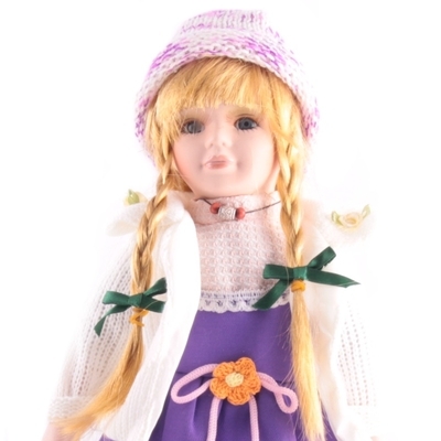 Porcelánová panenka Nataša 40 cm blond dlouhé vlasy - 2