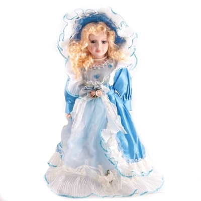 Porcelánová panenka Leontýnka 40 cm modrá - 2