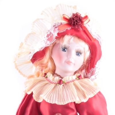 Porcelánová panenka Markétka 40 cm červená - 2