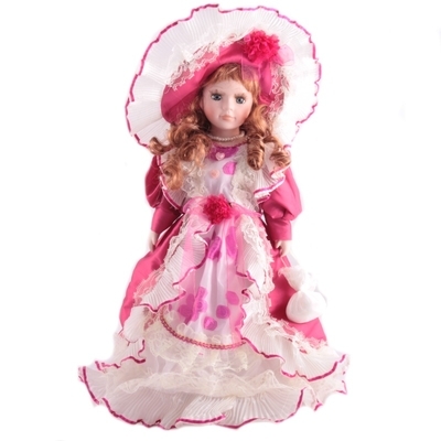 Porcelánová panenka Kačenka 40 cm růžová - 2