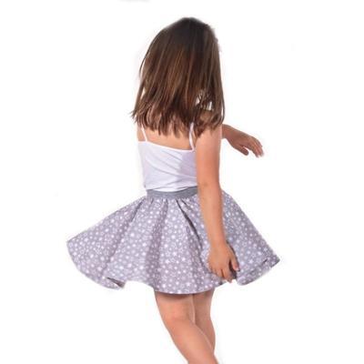 Dívčí šedá kolová sukně Elza s hvězdičkami - 3