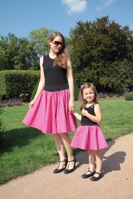 Dívčí růžová kolová sukně Leona s puntíky - 3